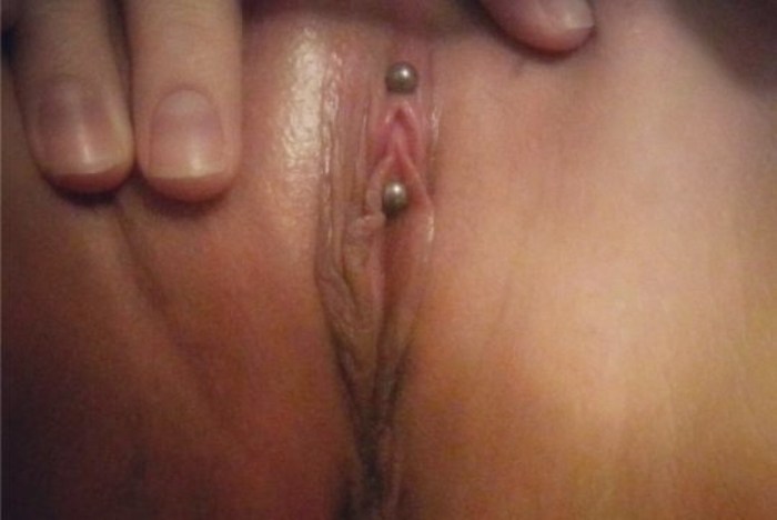 Large clitoris with piercing