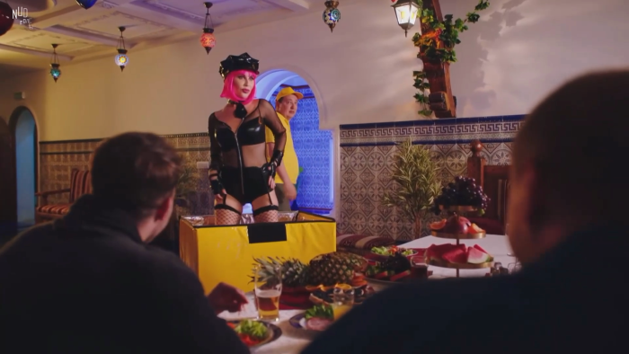 Julia Mikhalkova is dancing striptease