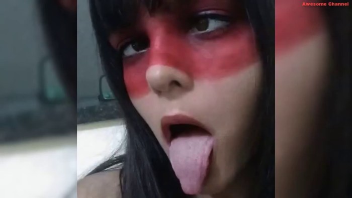 The girl was finished on the face