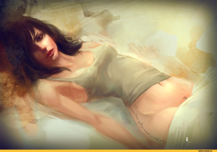 Girl lies on her back art