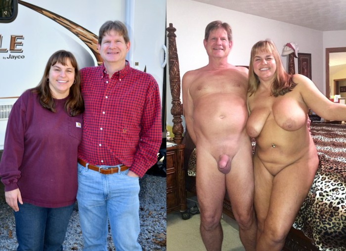Dressed and stripped married couples