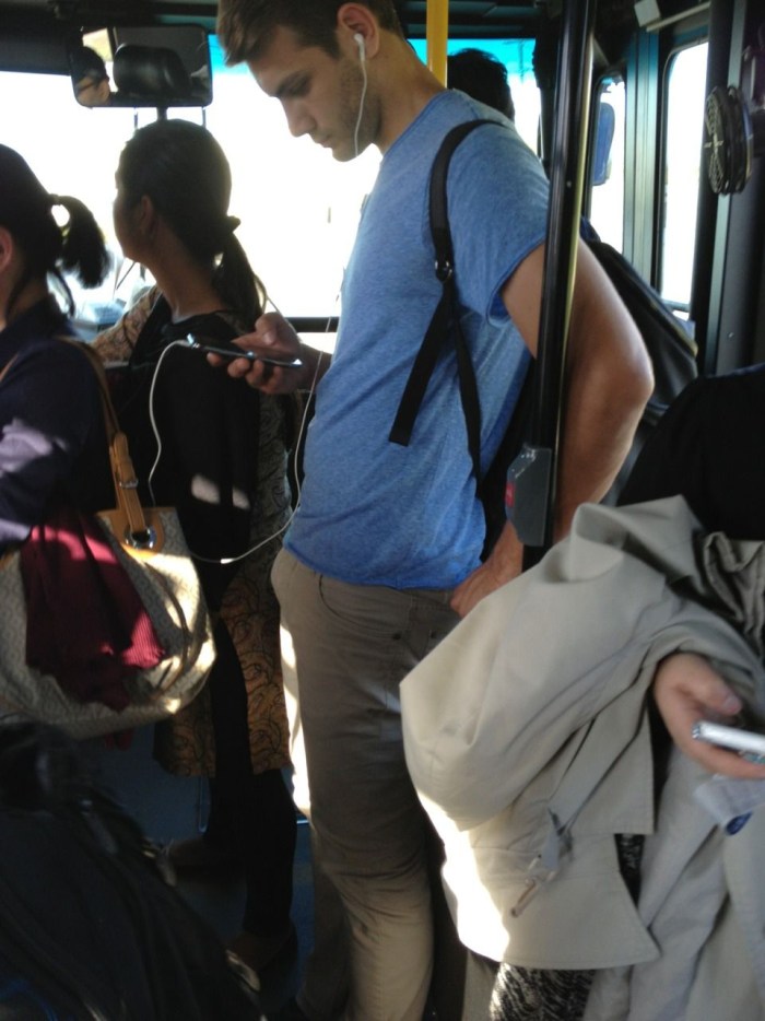 The guy got up in public transport