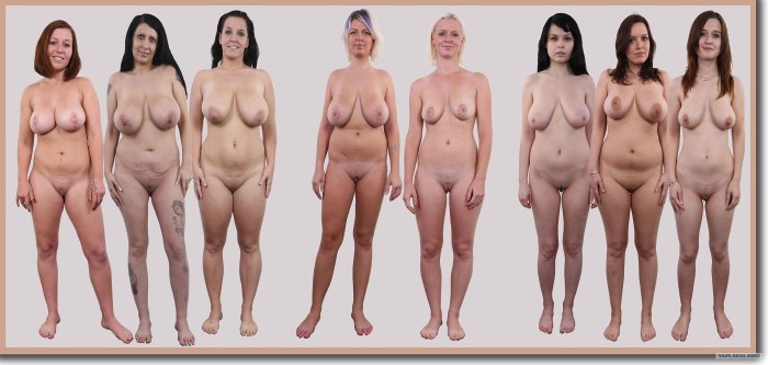 Naked women of different complexes