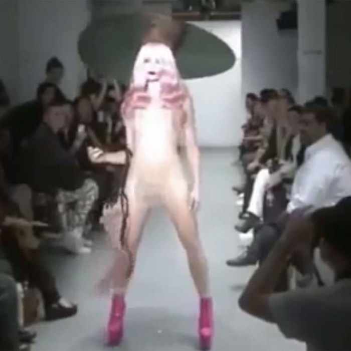 Girls undress on the catwalk