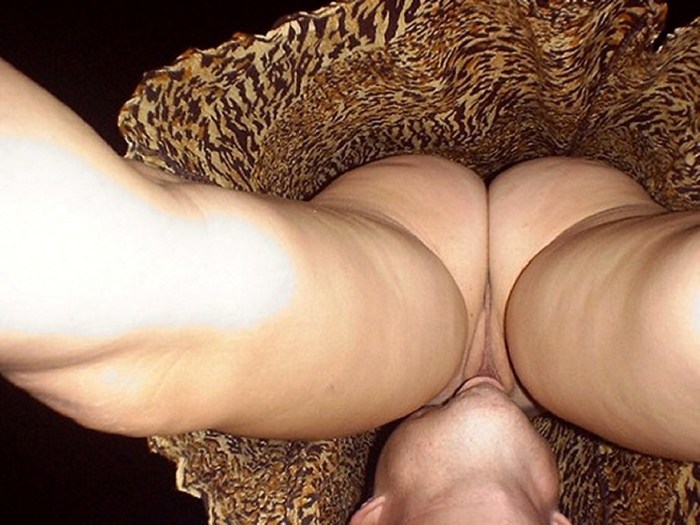 Naked women look from below cunnilingus