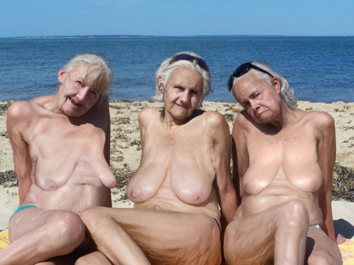 Old men and naked girls beach