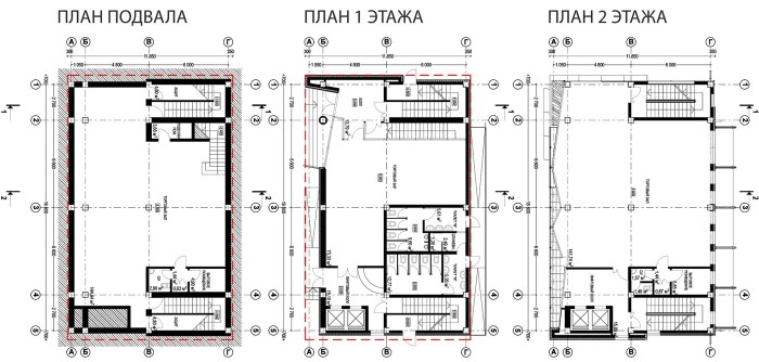 Staircase in the basement on the plan