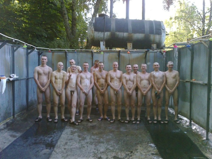 Naked Russian soldiers in the army