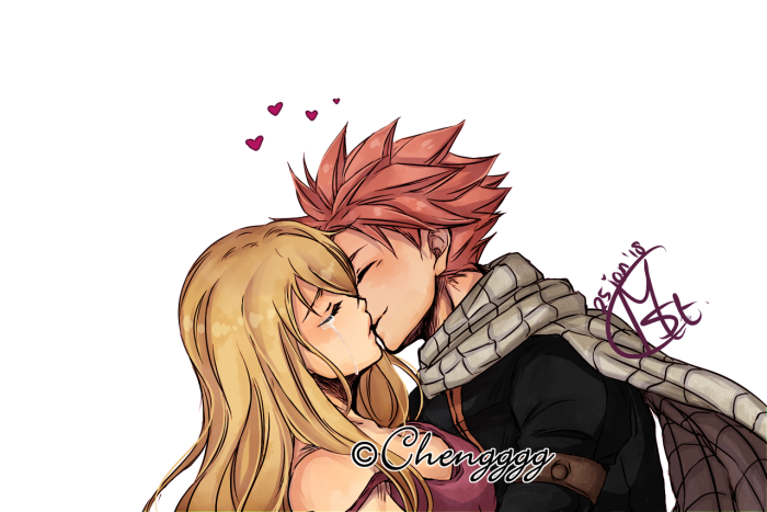 Natsu Dragnil and Lucy Credonic Kiss
