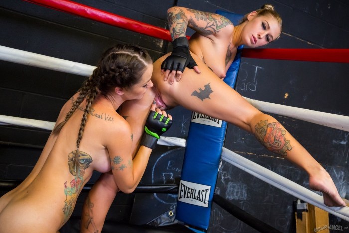 The struggle of naked men and women