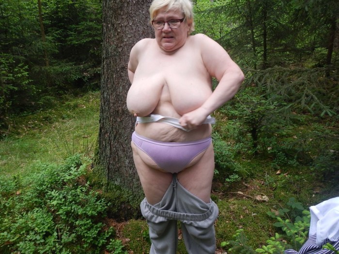 Huge boobs of old women