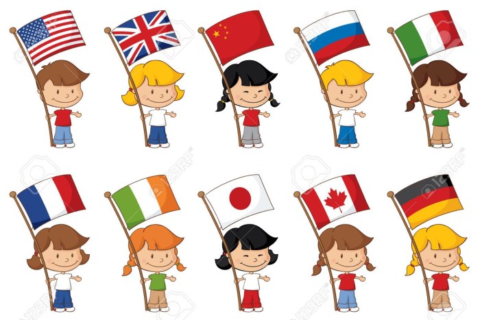 Flags of different countries for children