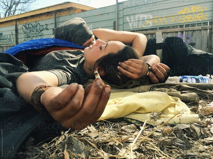 Violence of a naked woman in the forest