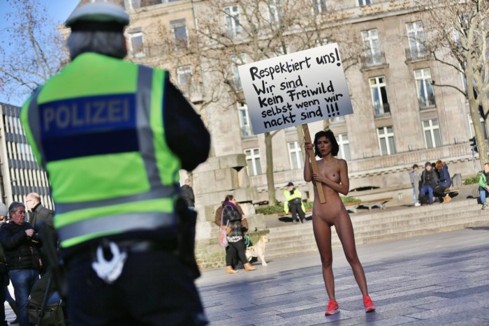 Naked women protest