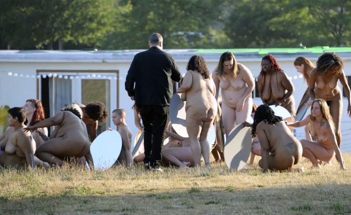 Line of naked women