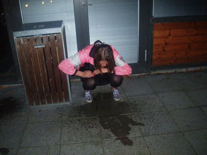 A drunken girl was wet