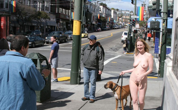 Walking Nude in Street, Nude in Public Maggie