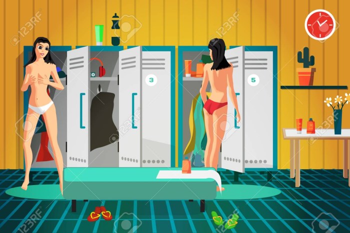 Drawing girl in the locker room