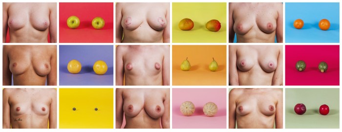 Women's boobs of different sizes