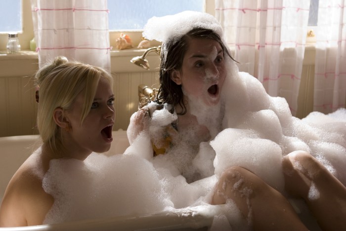 Emma Roberts Films in a bath
