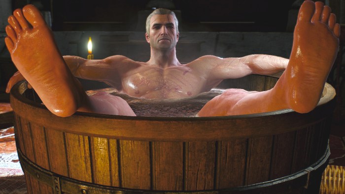 Geralt Henry Cavill in the bathroom