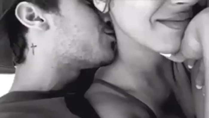 Tender kiss in the neck