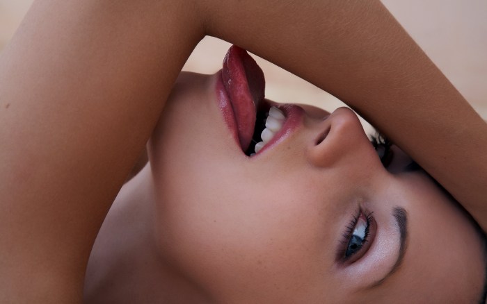 Girl's delicate lips