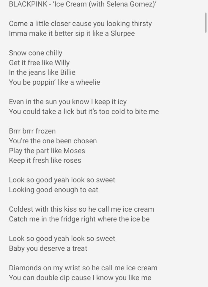 Blackpink Ice Cream Text