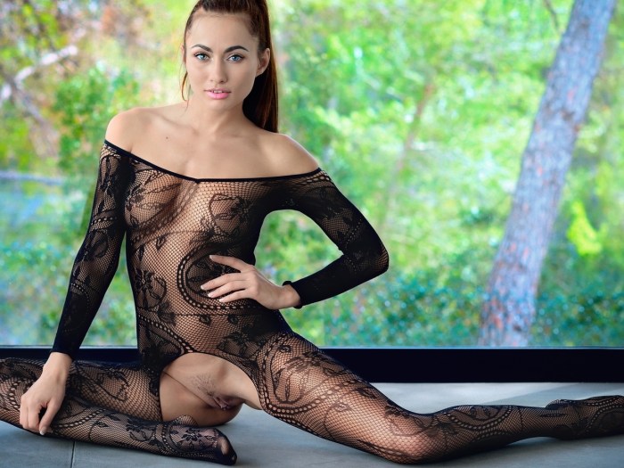 Naked girls in a dress in a net