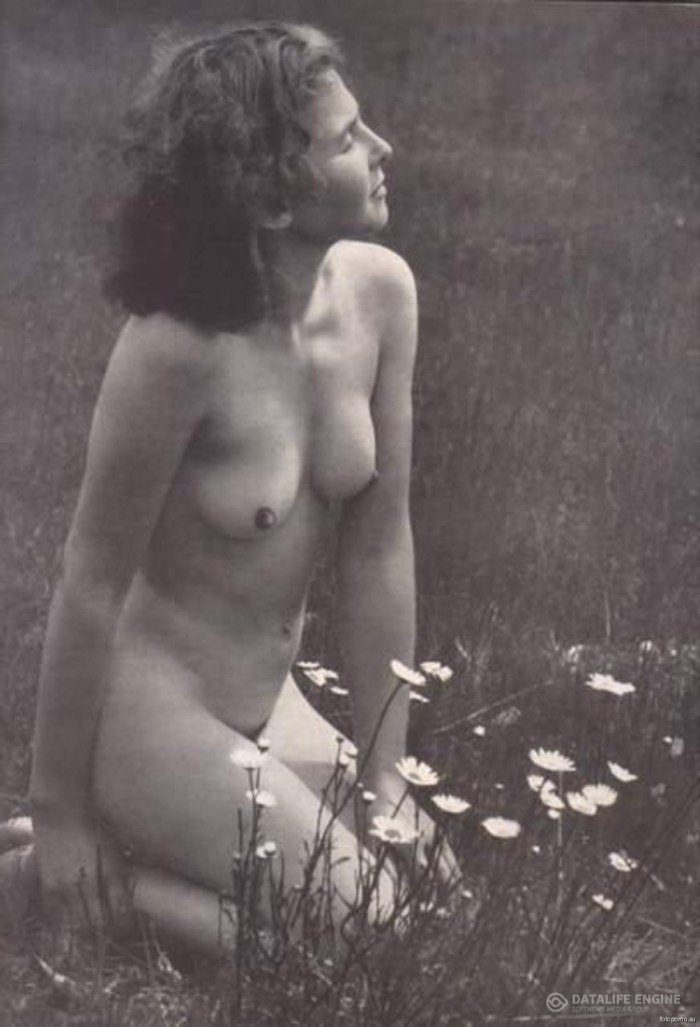 Naked hairy in nature retro