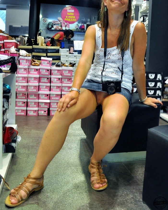 Girl without panties in shoe