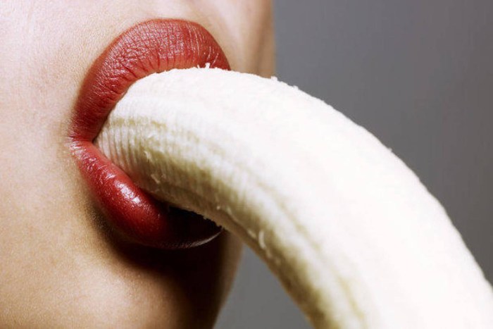 Beautiful lips and banana