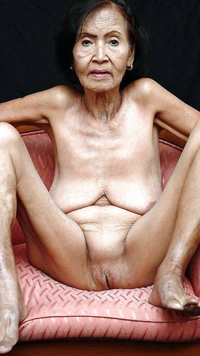 Naked slender old women