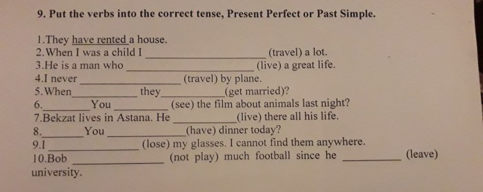 English exercises WAS WERE MAKE SENTENCES