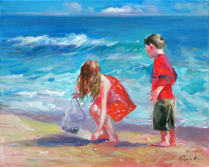 Boys on Beach Painting
