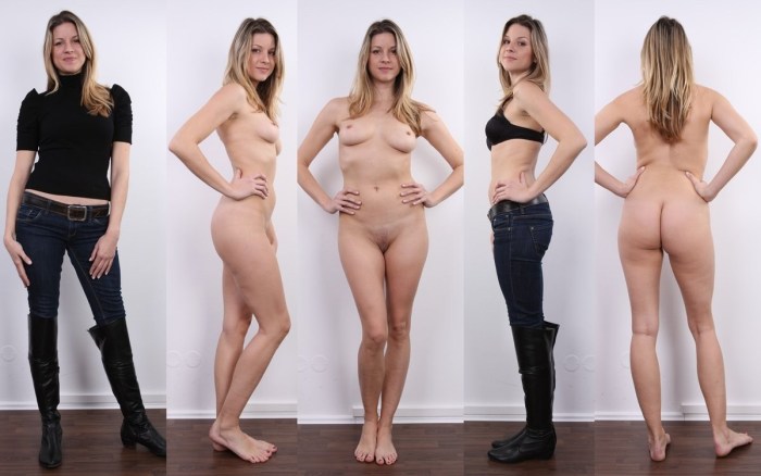 Girls undress at a casting