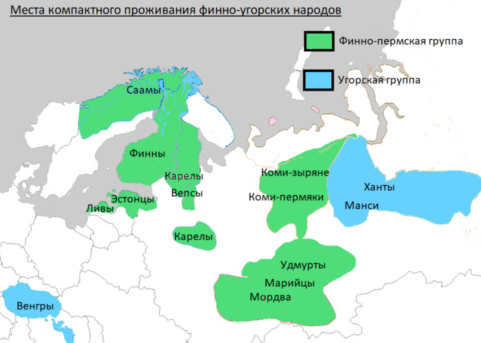 Settlement map of Finno-Ugric tribes