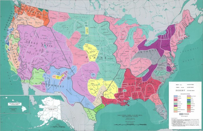 Indians' tribes on the map of America