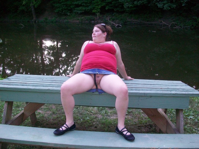 Under the skirt of thick women without panties