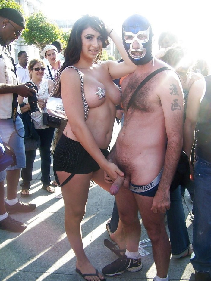 Naked on the street of men on the parade