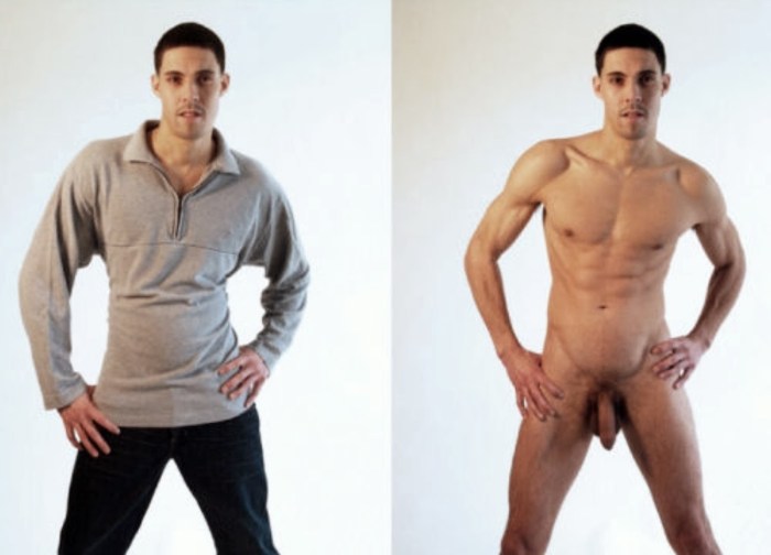An Attractive Young Man in Clothes and Naked