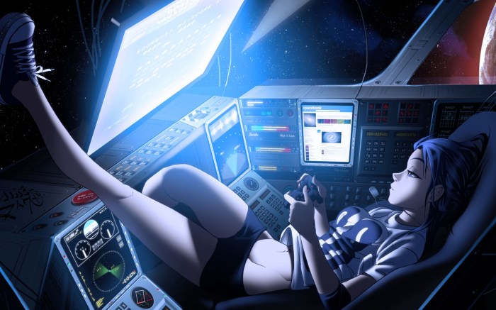Anime girl on a spaceship