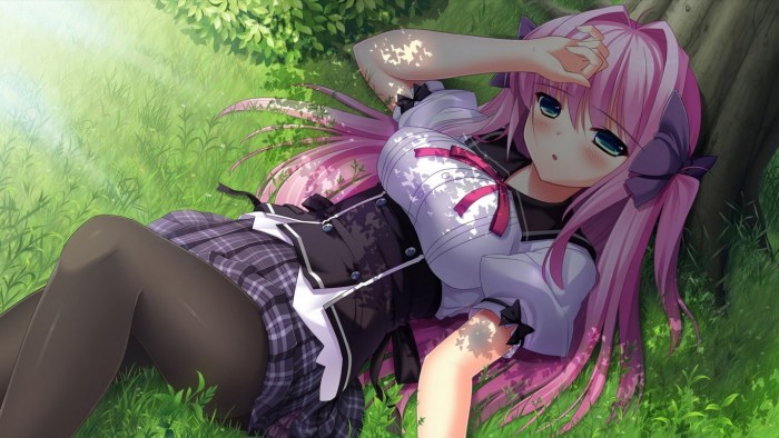 Anime girl on the grass