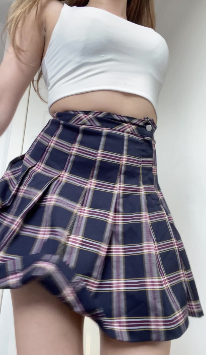 Panties under a checkered skirt