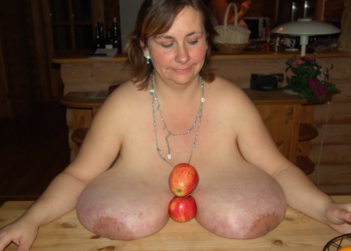 Hanging boobs to the navel