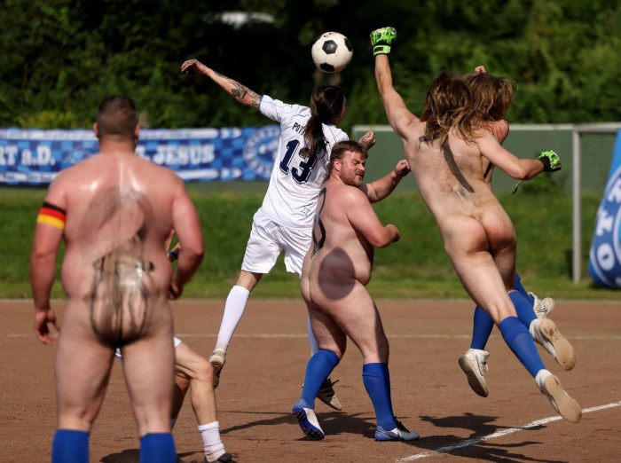 Naked female football team