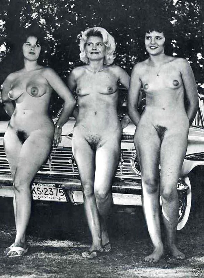 Hairy women on the beach retro