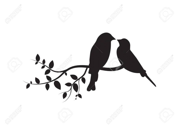 Birds in love silhouette