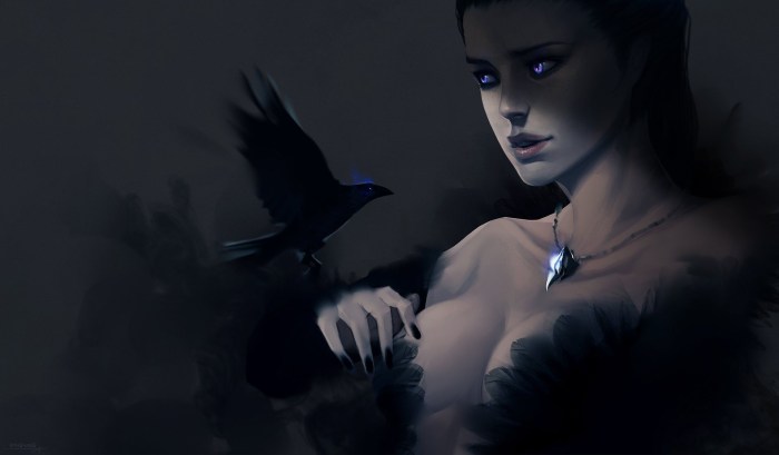 Girl with a raven art