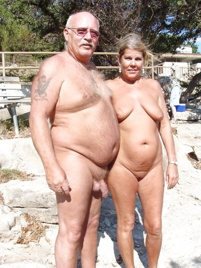 Naked elderly women on the beach
